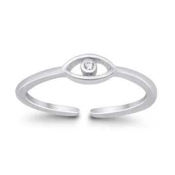 Adjustable Eye of Providence Toe Ring Simulated CZ 925 Sterling Silver (3.5mm)